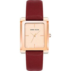 Women's Purple/Gold Leather Strap Crystal Lens Buckle Closure Gold-Tone Watch